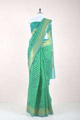 Seafoam Green Woven Banarasi Cotton Saree By Chinaya Banaras