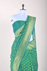 Seafoam Green Woven Banarasi Cotton Saree