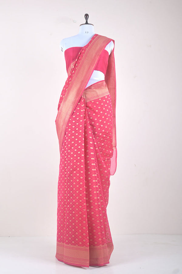 Magenta Woven Banarasi Cotton Saree