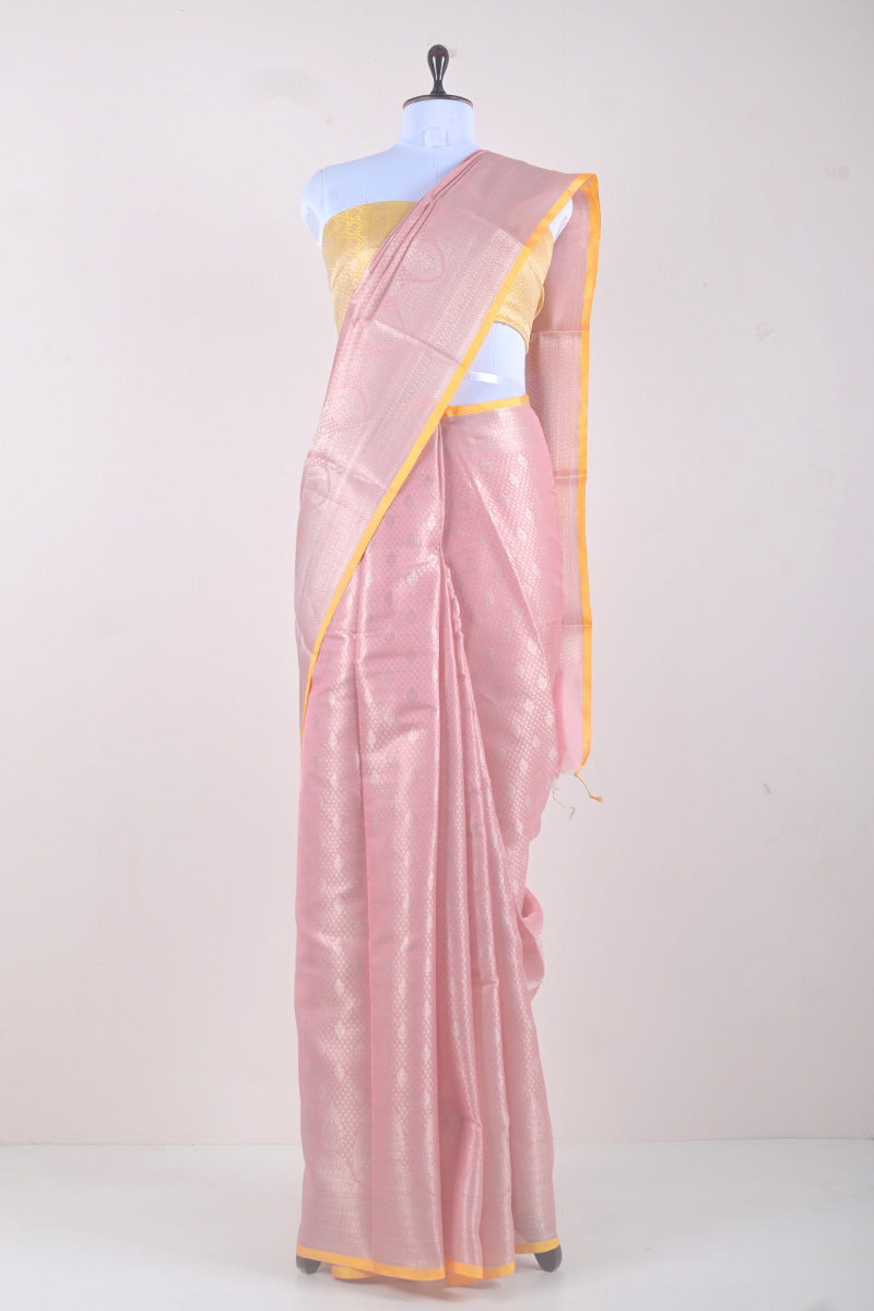 Sulata Mitra In Rose Pink Woven Banarasi Cotton Saree