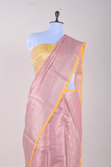 Sulata Mitra In Rose Pink Woven Banarasi Cotton Saree