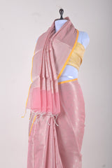 Sulata Mitra In Rose Pink Woven Banarasi Cotton Saree