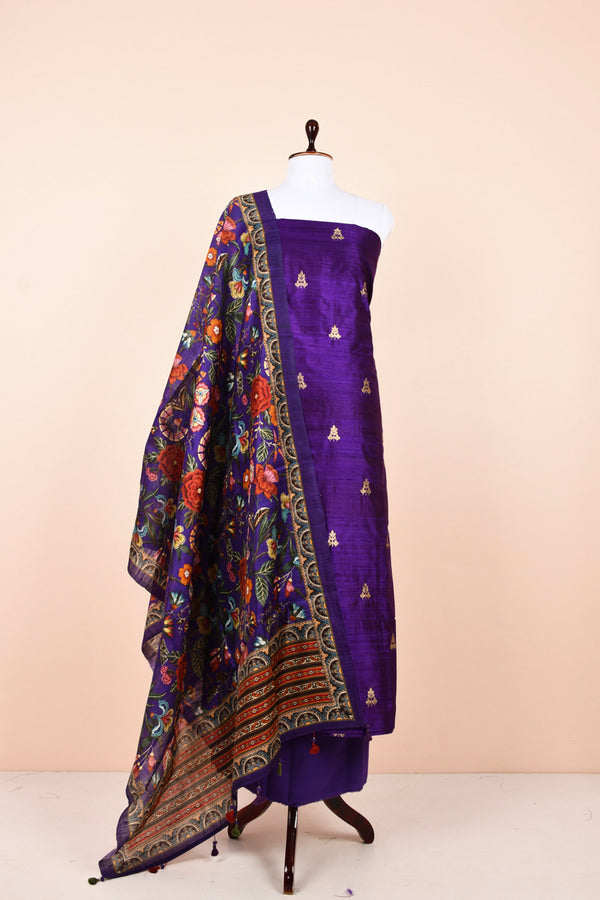 Violet Handwoven Silk Suit Set At Chinaya Banaras  