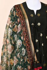 Deep Green Woven Chanderi Silk Suit Set