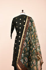 Deep Green Woven Chanderi Silk Suit Set