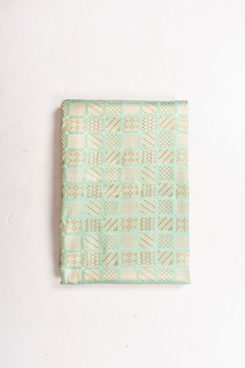 Turquoise Blue Handloom Banarasi Silk Fabric