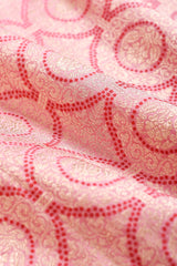 Rose Pink Geometrical Handwoven Banarasi Silk Fabric - Chinaya Banaras