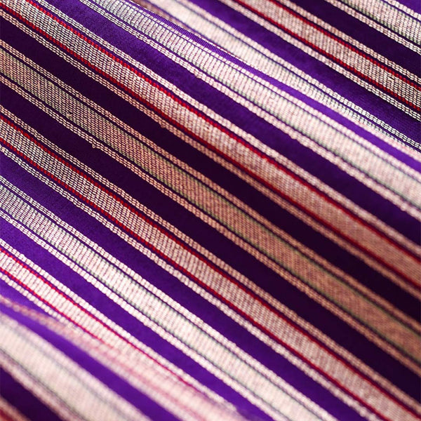 Products Classic Purple Striped Handwoven Banarasi Silk Fabric