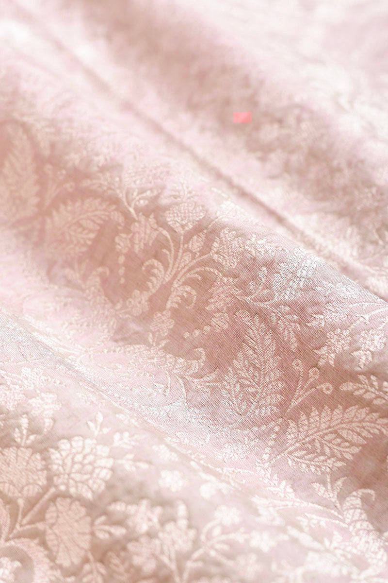 Silver Slush Handwoven Banarasi Katan Silk Fabric  Zoom View By Chinaya Banaras 