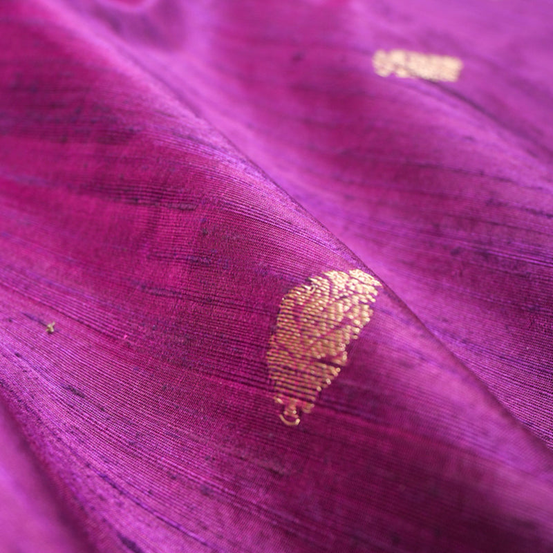 Purple Kadhwa Weave Raw Silk Fabric