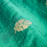 Green Kadhwa Weave Raw Silk Fabric At Chinaya Banaras