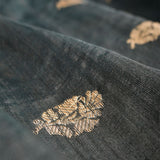 Black Kadhwa Weave Raw Silk Fabric At Chinaya Banaras