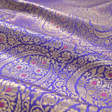 Products Bluish Purple Handwoven Banarasi Silk Fabric