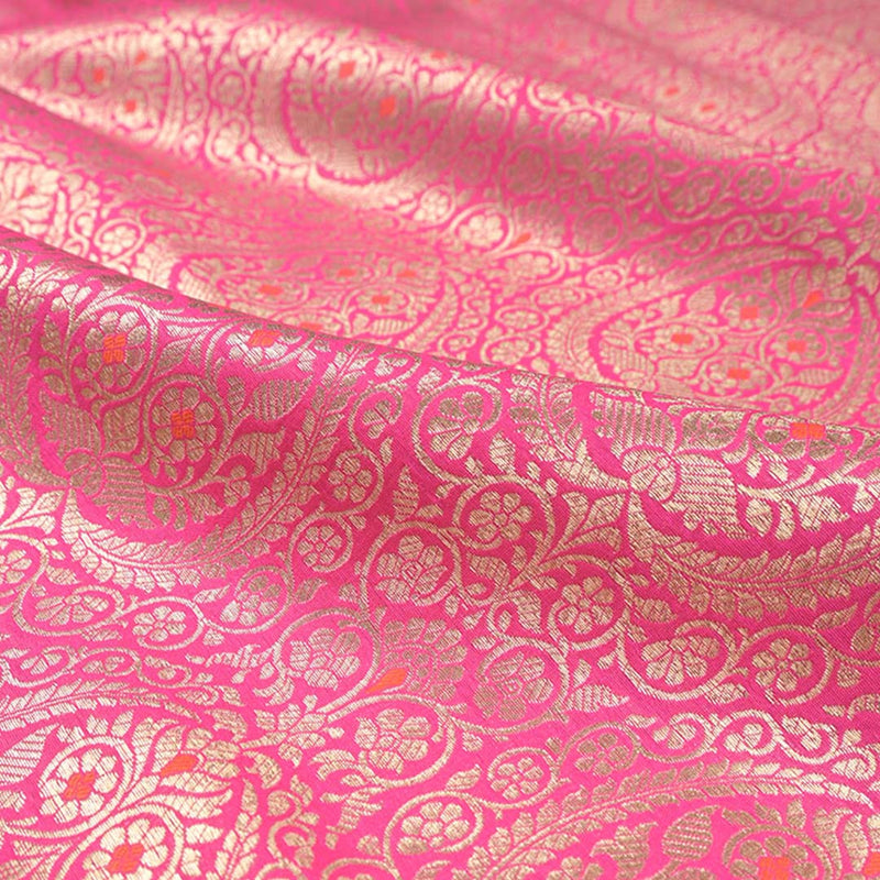 Pink Meenadar Handwoven Banarasi Silk Silk Fabric