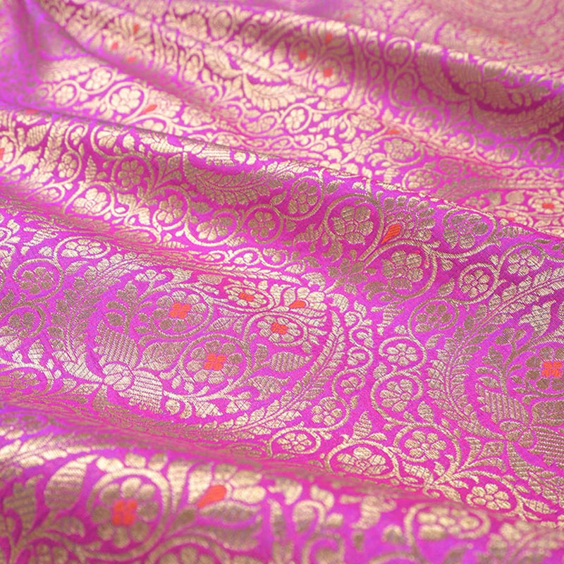 Products Magenta Pink Handwoven Banarasi Silk Fabric