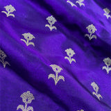 Products Indigo Purple Kadhwa Woven Banarasi Katan Silk Fabric