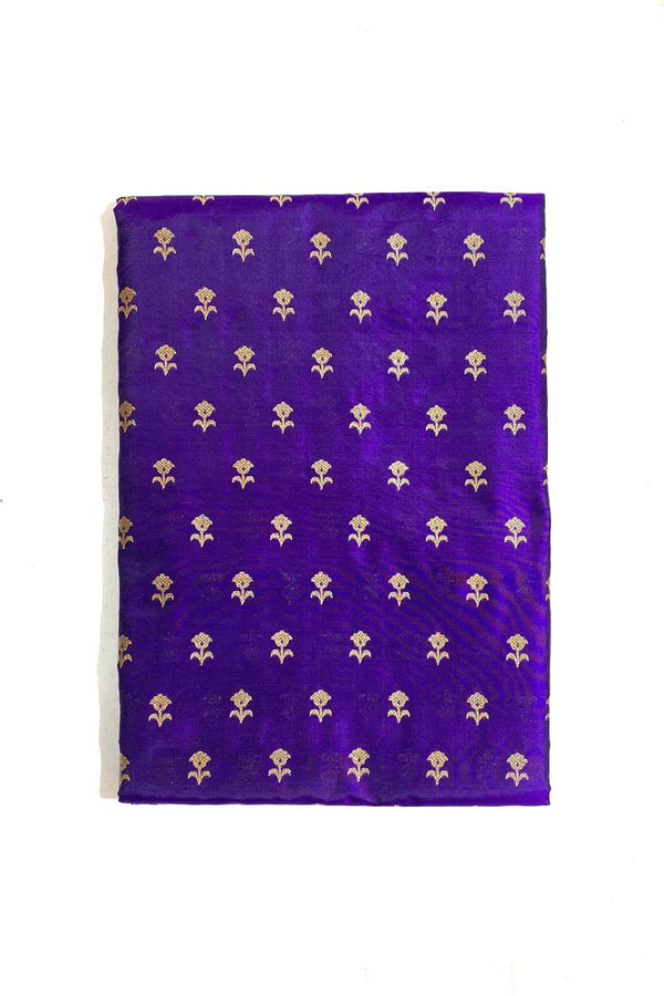 Products Indigo Purple Kadhwa Woven Banarasi Katan Silk Fabric