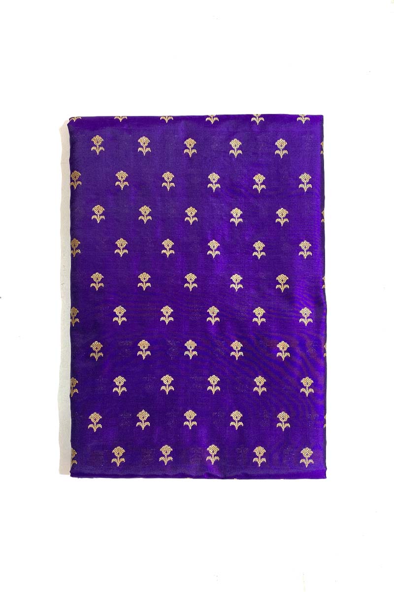 Products Indigo Purple Kadhwa Woven Banarasi Katan Silk Fabric