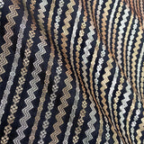 Black Striped Woven Banarasi Silk Fabric At Chinaya Banaras