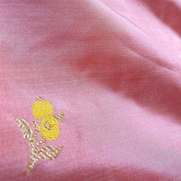 Pink Kadhwa Woven Banarasi Katan Silk Fabric At Chinaya Banaras