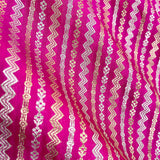  Pink Striped Woven Banarasi Silk Fabric At Chinaya Banaras