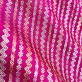 Magenta Pink Striped Woven Banarasi Silk Fabric