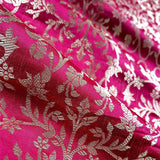 Deep Magenta Pink Handwoven Satin Tissue Silk Fabric