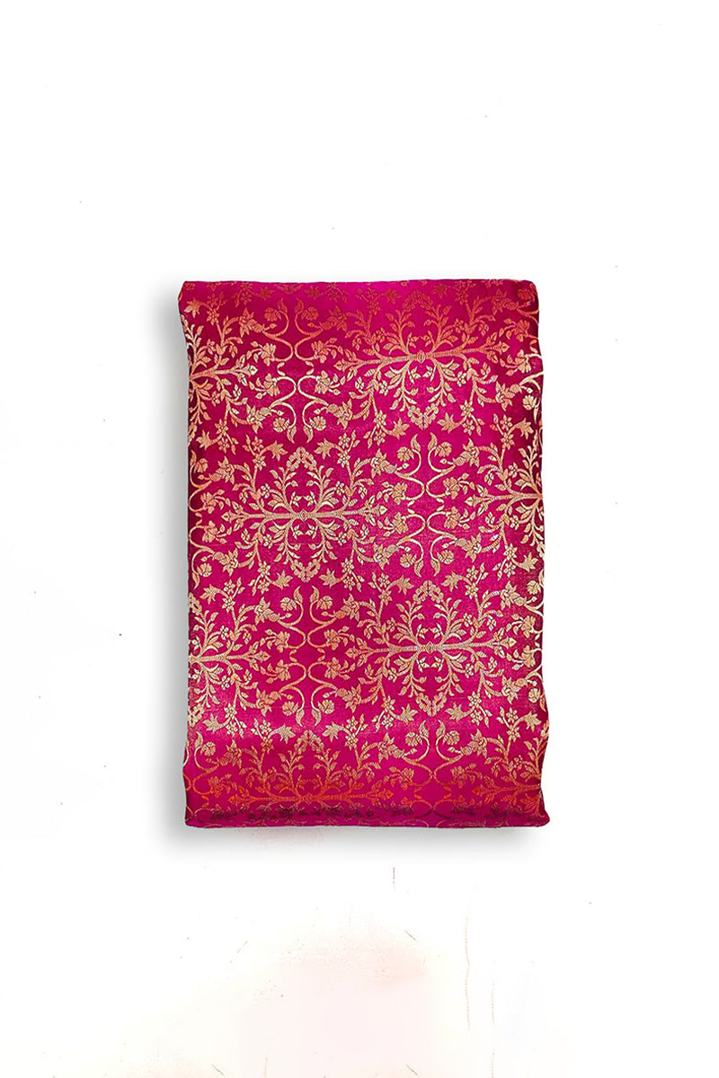 Deep Magenta Pink Handwoven Satin Tissue Silk Fabric