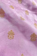Rose Pink Kadhwa Woven Banarasi Katan Silk Fabric