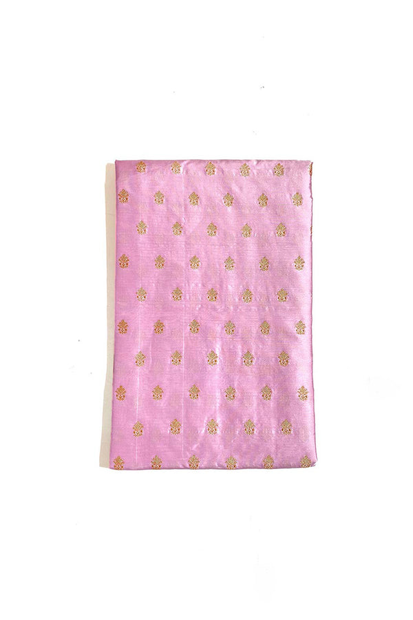 Rose Pink Kadhwa Woven Banarasi Katan Silk Fabric