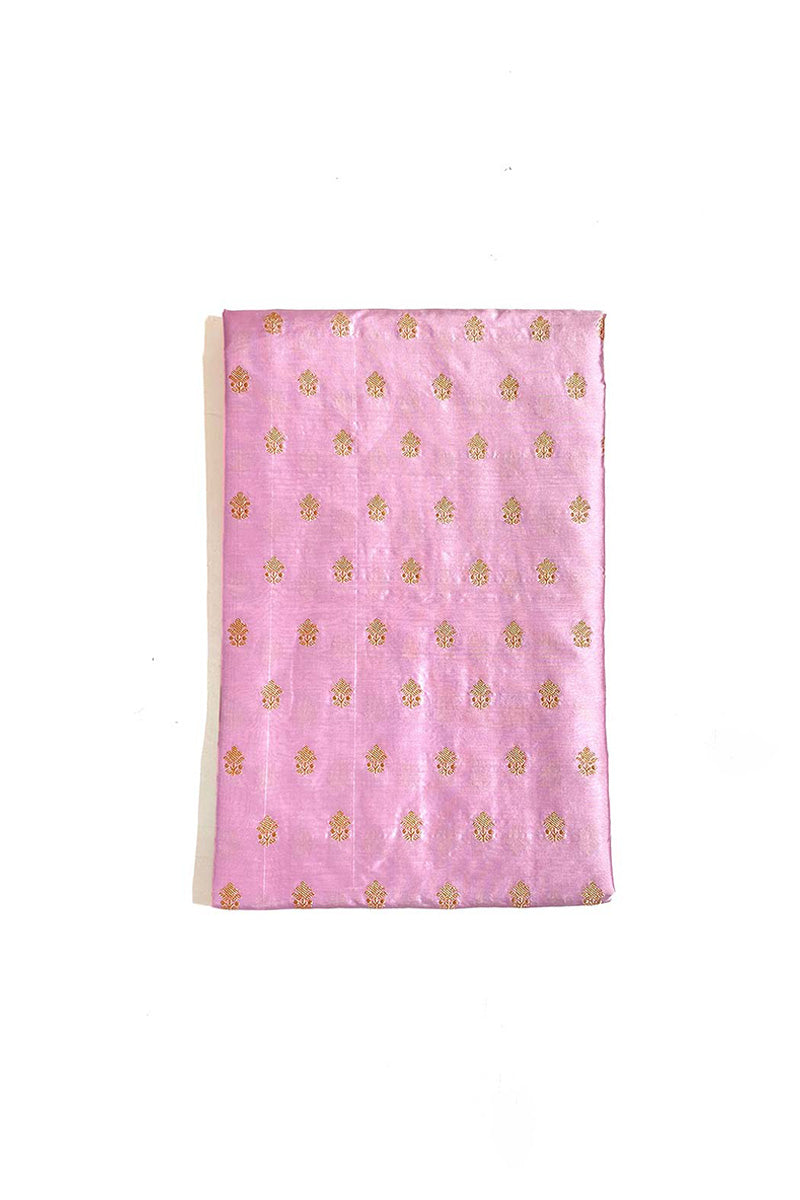 Rose Pink Kadhwa Woven Banarasi Katan Silk Fabric