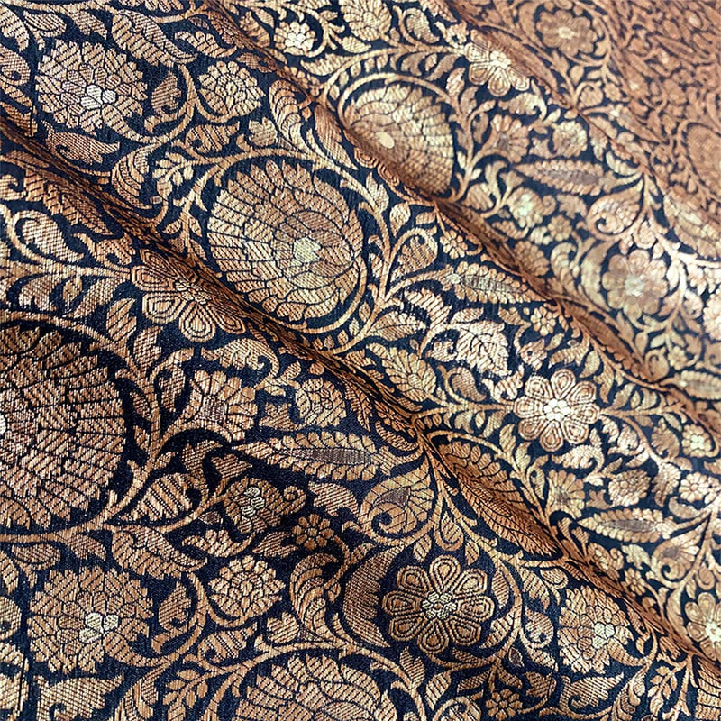 Black Woven Banarasi Silk Fabric