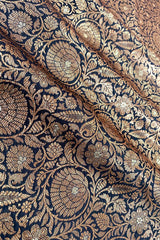 Ebony Black Woven Banarasi Silk Fabric