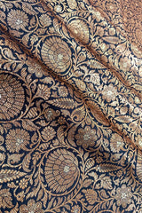 Ebony Black Woven Banarasi Silk Fabric