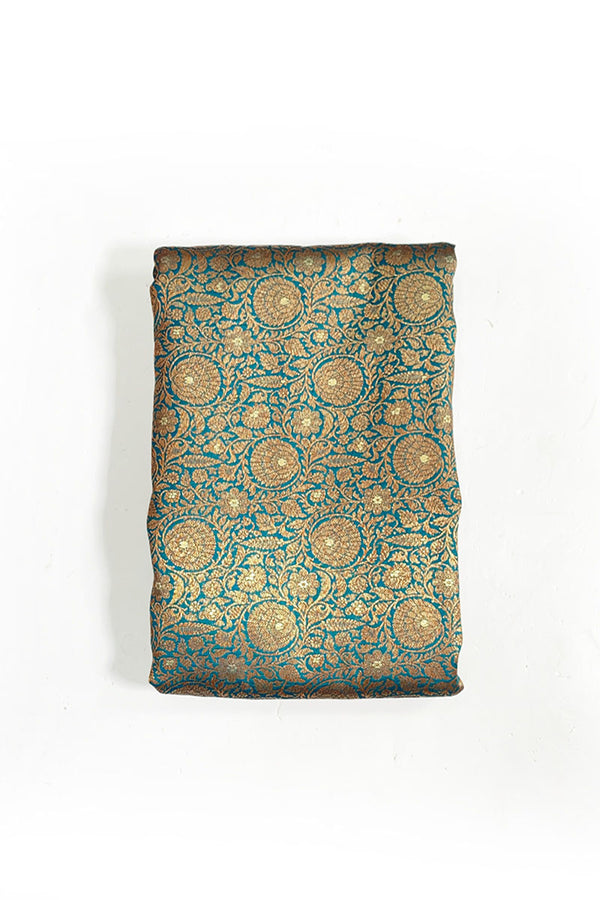 Teal Green Woven Banarasi Silk Fabric