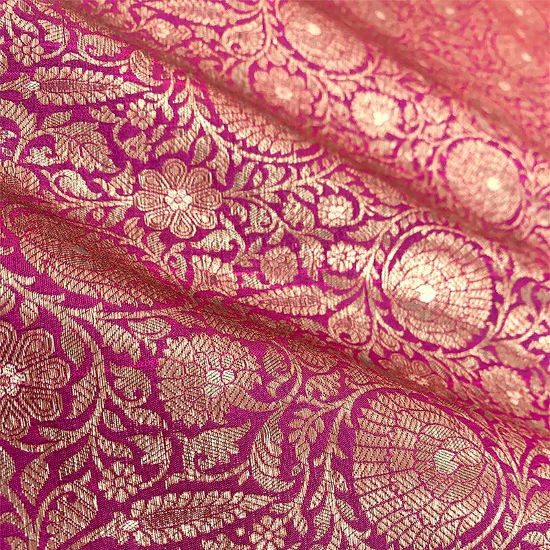 Pink Woven Banarasi Silk Fabric