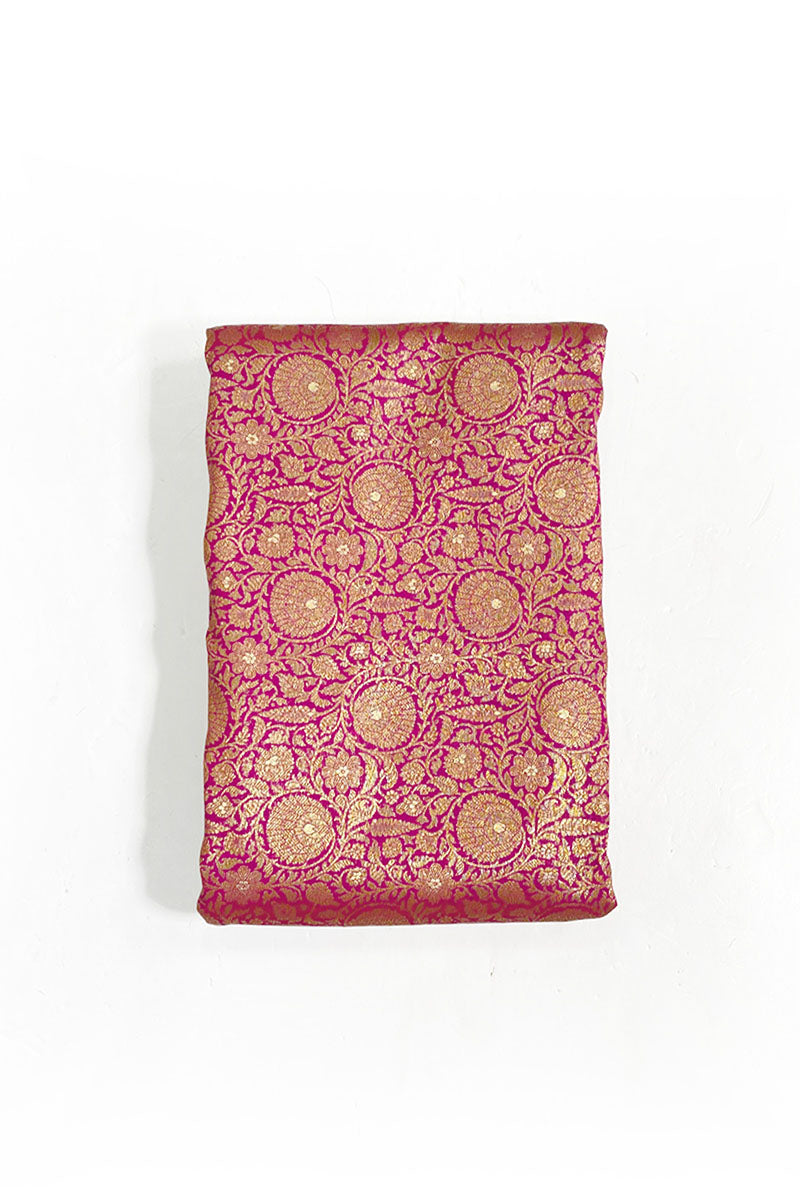 Raspberry Pink Woven Banarasi Silk Fabric