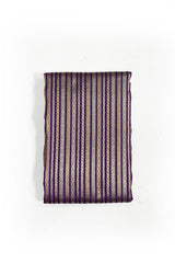 Deep Purple Striped Woven Banarasi Silk Fabric - Chinaya Banaras