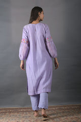 Lavender Suit Cotton Kurta Set by Chinaya Banaras