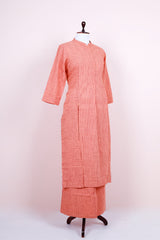 Peach Stripe Woven Cotton Kurta Set - Chinaya Banaras