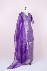 Ratnika Vyas In Deep Purple Woven Banarasi Silk Suit Set - Chinaya Banaras