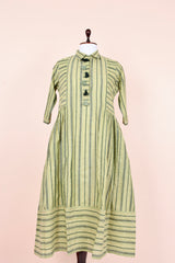 Castleton Green Striped Woven Cotton Dress  By Chinaya Banaras 