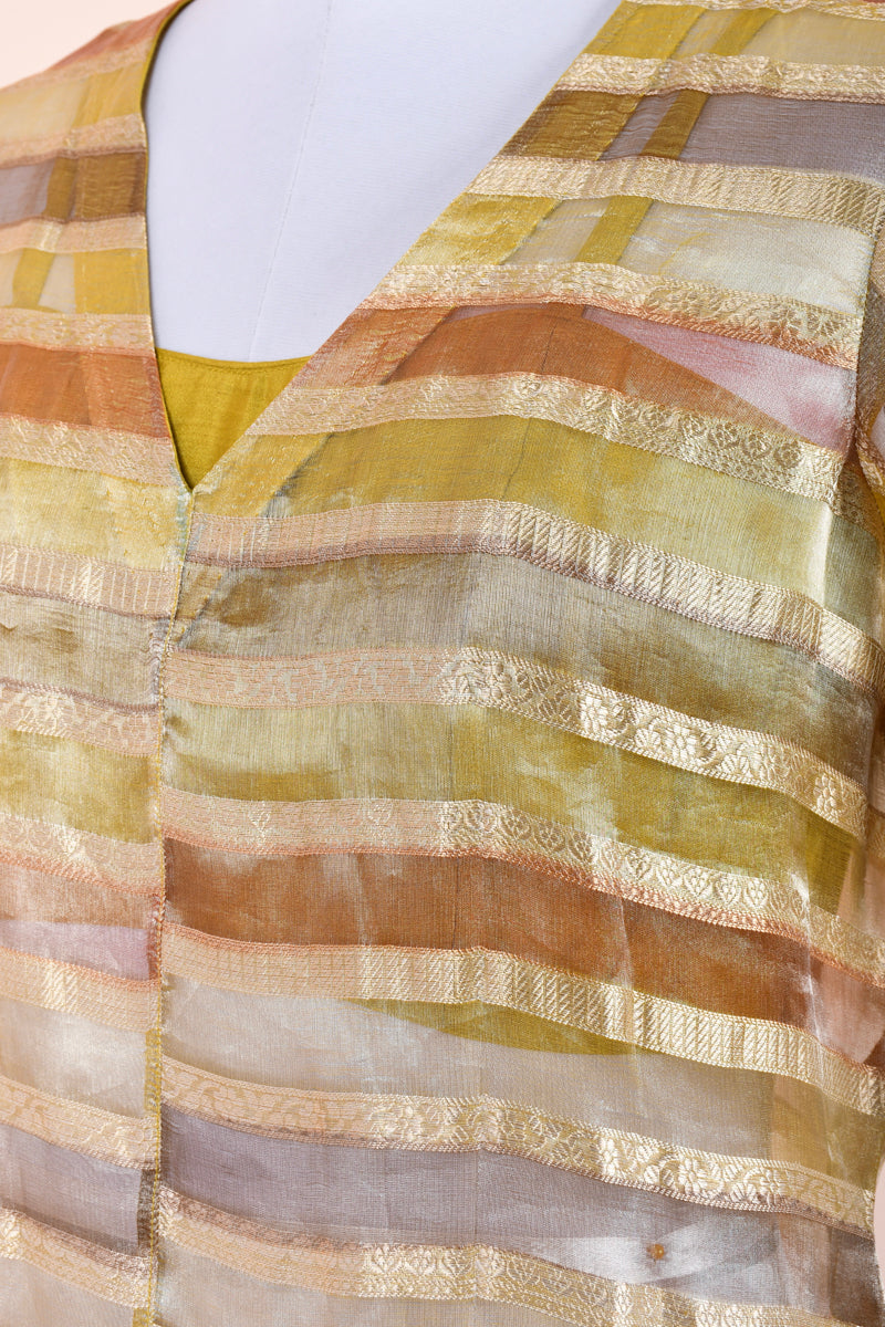 Daffodil Yellow Rangkat Tissue Silk Kurta Set