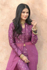 Women in Violet Purple Silk Co-Ord Set at Chinaya Banaras