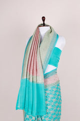 Aqua Blue Handoven Georgette khaddi Silk Saree - Chinaya Banaras