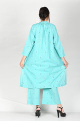 Azureous Blue Cotton Kurta Plazo Set - Chinaya Banaras