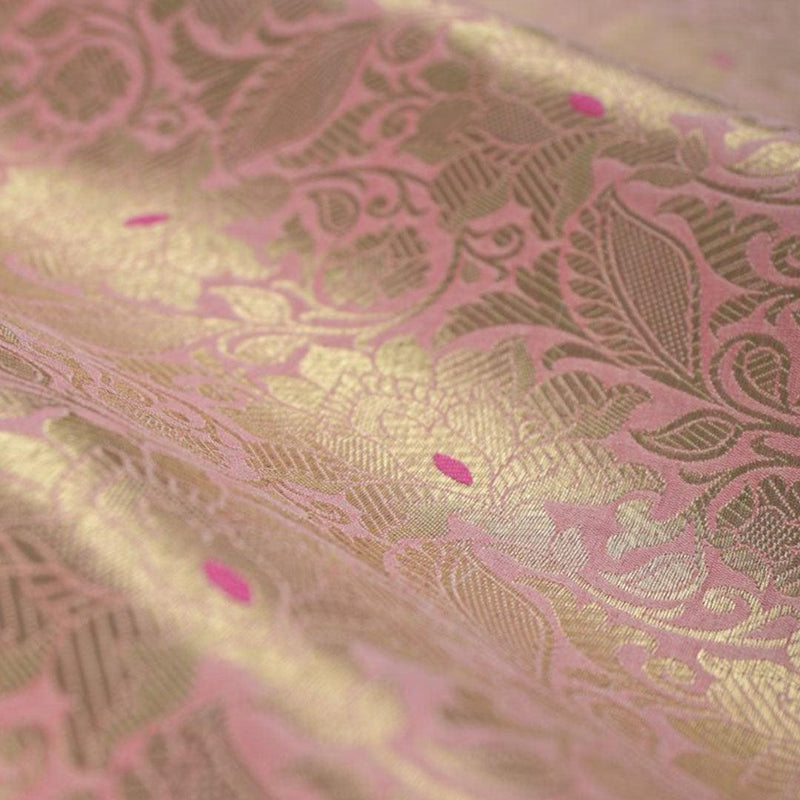 Baby Pink Woven Banarasi Silk Fabric