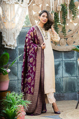 Beige Tissue Silk Kurta Set - Chinaya Banaras