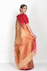 Beige Woven Bnarasi Cotton Saree - Chinaya Banaras