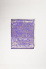 Bluish Purple Handwoven Banarasi Silk Fabric - Chinaya Banaras